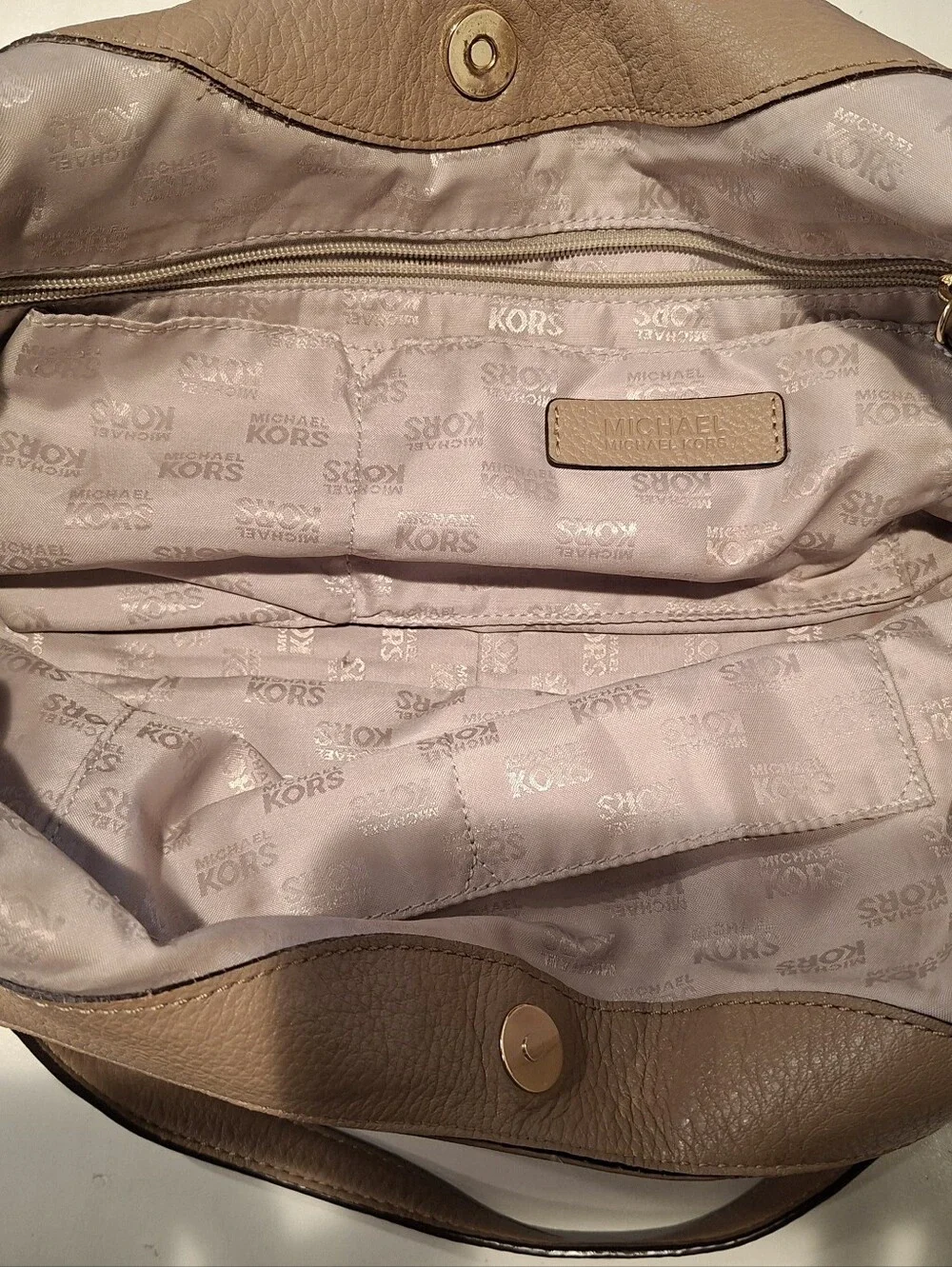 Michael Kors Beige Pebbled Leather Hobo with Tassel Charm